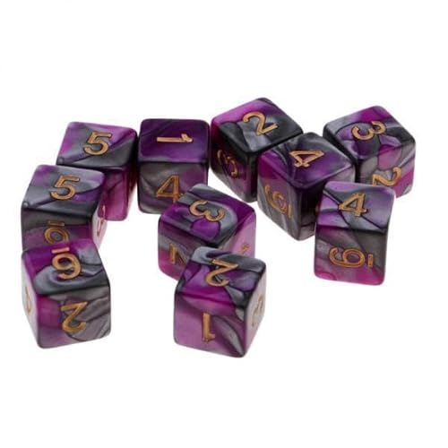 harayaa 10x Lot von 10 Alten Mehrseitigen von 10 D6 RPG, Lila + Grau von harayaa