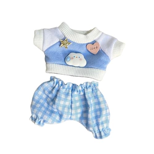 harayaa 17 cm Plüsch-Puppenkleidung, Puppenkleidung, Foto-Requisiten, weich, modisches Plüsch-Puppenzubehör, süßes Puppenhäschen-Sweatshirt mit Hose, BLAU von harayaa