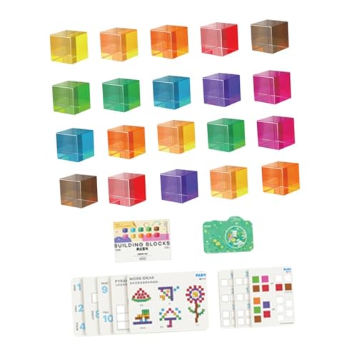 harayaa 20x Regenbogen-Acrylblöcke, Stapelwürfel, Tischspielzeug, Farbe, Licht, Schatten, Spielzeug, Farbe, kognitive Bausteine, Set für Jungen und Mädchen von harayaa