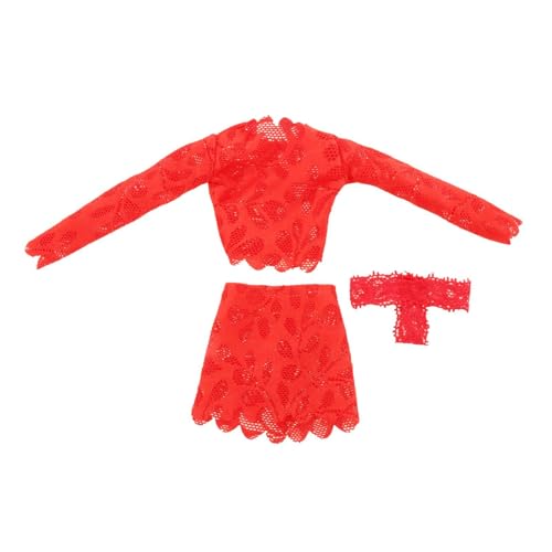 harayaa 3 Stücke 1/6 Skala Top und Hüfte Umarmung Rock handgefertigtes Puppenkleidung Miniaturkleidung, Rot von harayaa