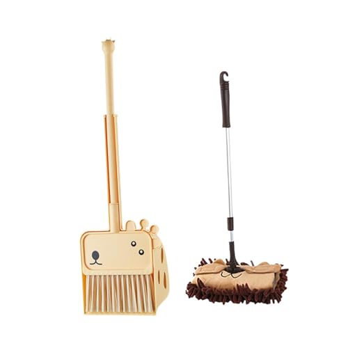 harayaa 3 Teiliges Mini Und Kehrschaufel Mopp Set, Rollenspielhaus Spielzeug, Kleines Haushaltshelfer Set für Kinder, Braun von harayaa
