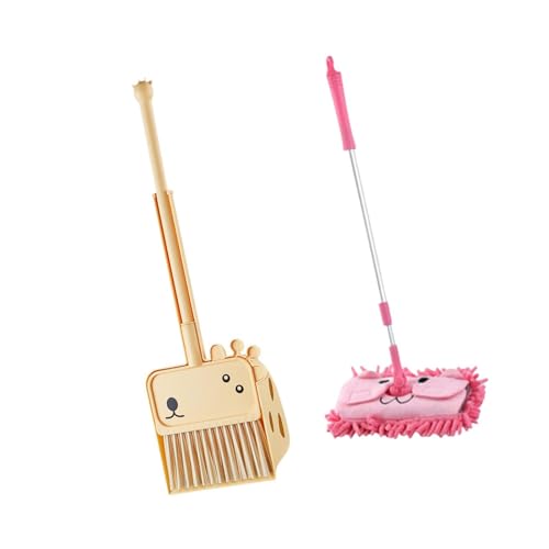 harayaa 3 Teiliges Mini Und Kehrschaufel Mopp Set, Rollenspielhaus Spielzeug, Kleines Haushaltshelfer Set für Kinder, Rosa von harayaa