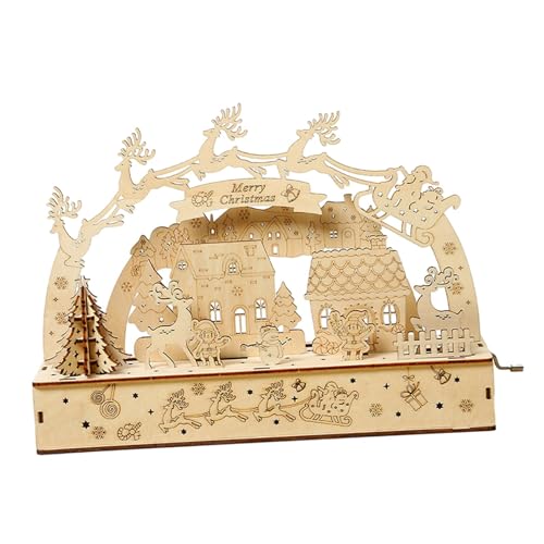 harayaa 3D-Holzpuzzle, Weihnachts-Spieluhr, Holzmodell-Set, Weihnachtsdekoration für Jugendliche von harayaa