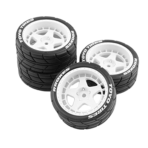 harayaa 4 Stück Hochwertige RC Auto Reifen mit 12mm Nabe für HPI 1/10 RC Fahrzeuge, Weiß von harayaa