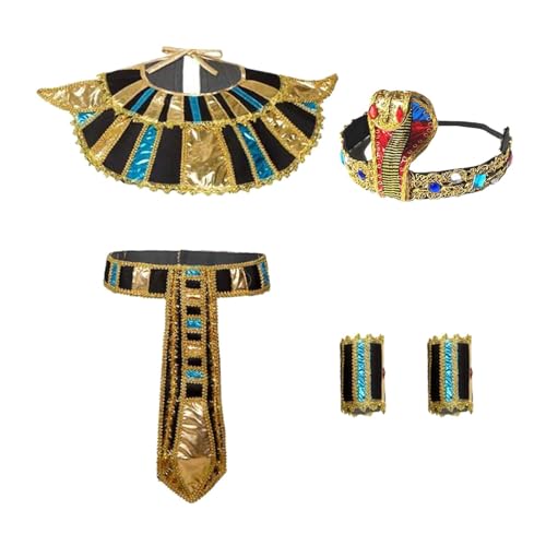harayaa 5 Teiliges ägyptisches Kostümzubehör für Damen, Klassischer ägyptischer Gürtelkragen, Party Outfits, Festival Tanzkleidung von harayaa