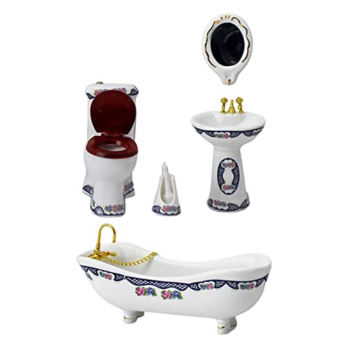 harayaa 5 X Puppenhaus Zubehör Im Maßstab 1:12, Badezimmer Set, DIY Szenen Zubehör, Puppenhaus Möbel, Miniatur Spielzeug für Toilette, Badezimmer, von harayaa