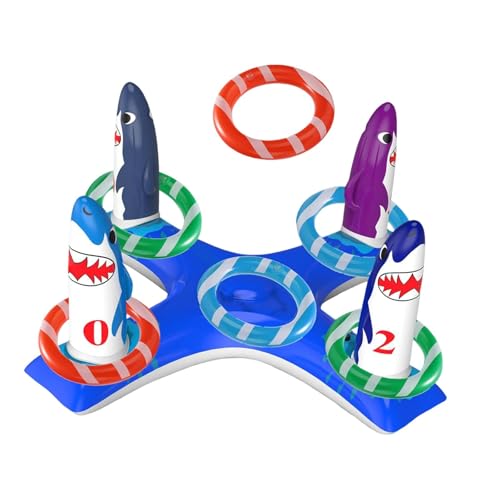 harayaa Aufblasbares Ringwurfspiel für den Pool, tragbares Spielzeug aus PVC, ideal für Wasseraktivitäten, Hai von harayaa