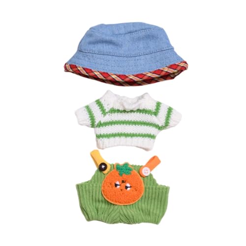 harayaa Ausgestopfter Puppenpullover Und Hose Zum Anziehen für Kleine Mädchen, DIY Foto Requisiten, Plüschpuppenkleidung, Overall Outfit für 17 cm Puppen, Jeanshut von harayaa