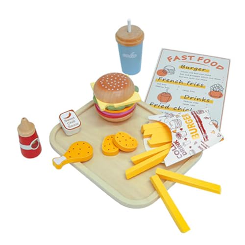 harayaa Burger-Stapelspielzeug aus Holz, Burger-Spielset, Rollenspiel-Essensset, Spielküchenzubehör für Mädchen von harayaa