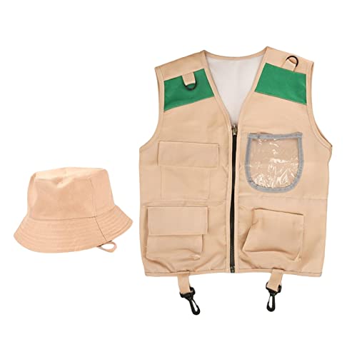 harayaa Cargo Weste Und Hut Set, Camping Abenteuer Kostüme, Naturabenteuer Anzug, Outdoor Abenteuer, Kinder Explorer Kostüm für Rollenspiele von harayaa