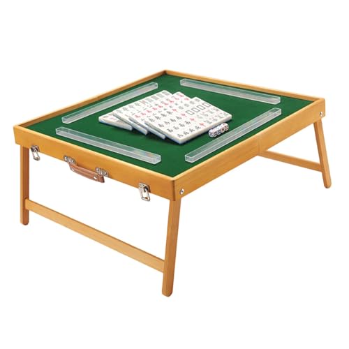 harayaa Chinesisches Mahjong Set, Zusammenklappbarer Reise Mahjong Tisch, Leichtes Brettspiel, Tragbarer Mahjong Tisch für Unterwegs, mit Mahjong-Steinen von harayaa