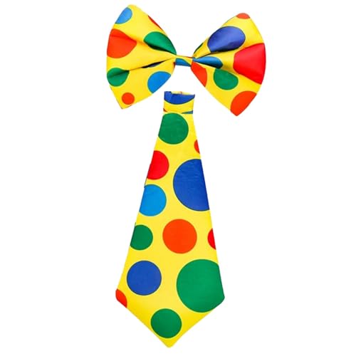 harayaa Clowns-Krawatte und Fliege-Set, Fliege und Krawatte, Punktmuster, Performance-Requisiten für Erwachsene, Kostümzubehör zum Anziehen von harayaa