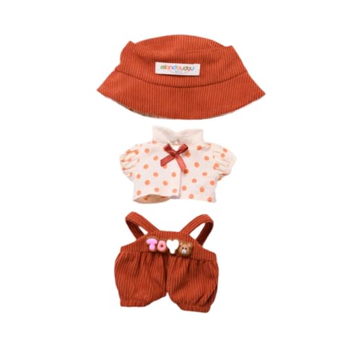 harayaa DREI Puppen-Hosenträgerhosen mit T-Shirt und Mütze für 15–17 cm große Puppen, Geschenkset, Orange harayaa DREI Puppen-Hosenträgerhosen mit T-Shirt und Mütze für 15–17 cm große Puppen, Geschenkset, Orange von harayaa