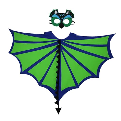 harayaa Dinosaurier-Flügel-Umhang-Masken-Set, Foto-Requisiten, Verkleidung für Kinder, Jungen und Mädchen, Drachenmaske, Drachenflügel-Umhang für Geburtstag, von harayaa
