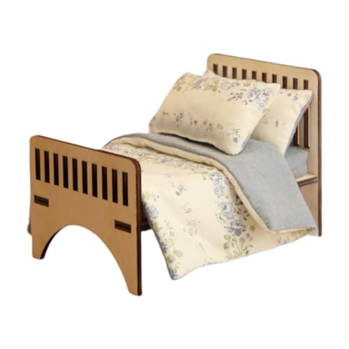 harayaa Dollhouse Miniaturbett mit Bettwäsche, Puppenhausmöbel im Maßstab 1:12, Geblümt harayaa Dollhouse Miniaturbett mit Bettwäsche, Puppenhausmöbel im Maßstab 1:12, Geblümt von harayaa