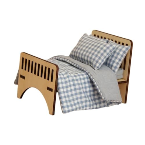 harayaa Dollhouse Miniaturbett mit Bettwäsche, Puppenhausmöbel im Maßstab 1:12, Plaid harayaa Dollhouse Miniaturbett mit Bettwäsche, Puppenhausmöbel im Maßstab 1:12, Plaid von harayaa