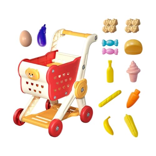 harayaa Einkaufswagen für Kinder mit 15 Spielteilen für Interaktives Lernen Und Rollenspiele, Rot harayaa Einkaufswagen für Kinder mit 15 Spielteilen für Interaktives Lernen Und Rollenspiele, Rot von harayaa