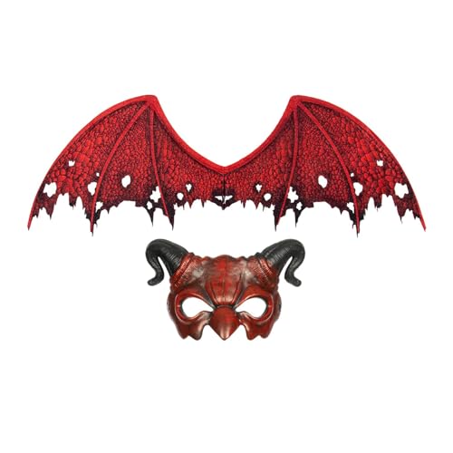 harayaa Fledermäuse Flügel Drachenflügel sflügel Halloween Kostüm für Party Cosplay Karneval, Flügel mit Maske von harayaa