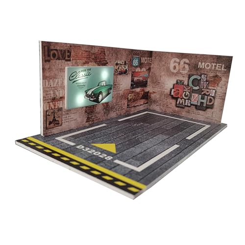 harayaa Garage Showcase 1/24 Garage Modellszene Fahrzeugspielzeug mit Lichtszenenlayout, Braun von harayaa