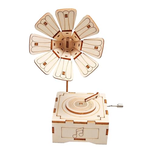 harayaa Grammophon Modell 3D Holzpuzzle Phonograph Montage Modell Spieluhr als Geburtstagsgeschenk von harayaa