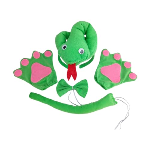 harayaa Grüne Schlange Kostüm Set Cosplay Dress Up Fliege Handschuhe für Festival Tier von harayaa