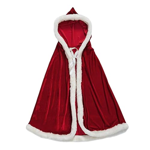harayaa Halloween Weihnachtskostüm Umhang, Samt Kapuzenumhang, Leichte Weihnachtsmann Robe für Requisiten, Mottoparty, Bühnenshow, 100CM von harayaa