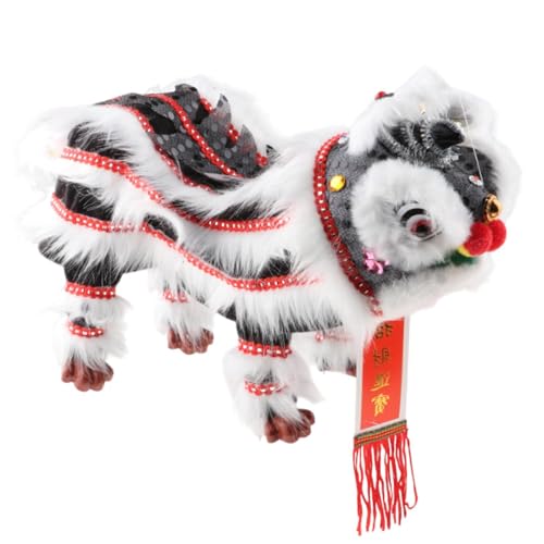 harayaa Handkettenpuppe mit Rod handgefertigtes chinesisches Marionette -Löwenspielzeug für das chinesische Neujahr, Schwarz-Weiss von harayaa