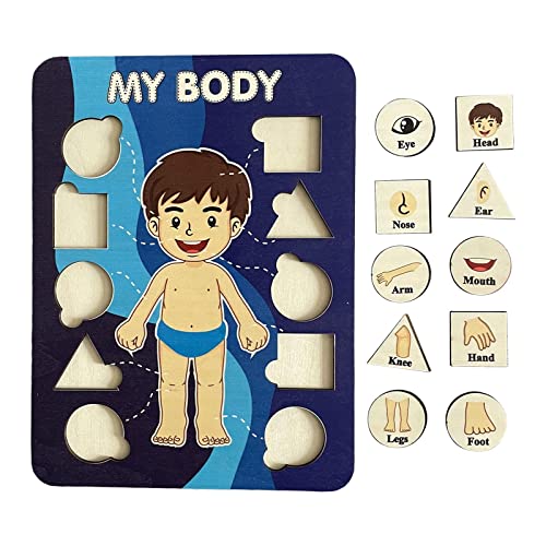 harayaa Hölzernes „Mein Körper“ Puzzle für Kleinkinder. Lernen Menschlicher Körperteile. Hölzernes Menschliches Puzzle für Kleinkinder, Stil a von harayaa