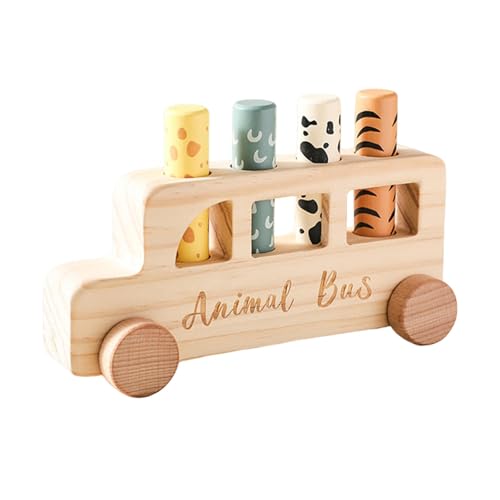 harayaa Holz Popup Spielzeug Tier Bus Figuren Pädagogisches Spiel Frühen Lernen Spielzeug für Geburtstag von harayaa
