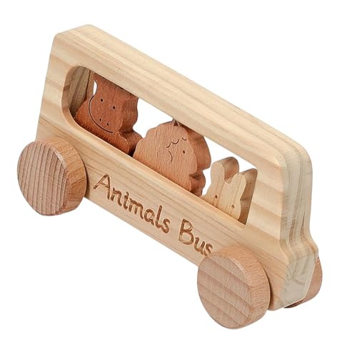 harayaa Holzauto-Spielset mit 3 Tierfiguren, Holzspielzeug-Schublastwagen für Kleinkinder im Vorschulalter von harayaa