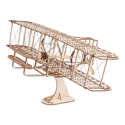 harayaa Holzflugzeugmodell, Holzdoppeldecker, Ornament, Heimdekoration, Stielspielzeug, 3D-Holzpuzzle von harayaa