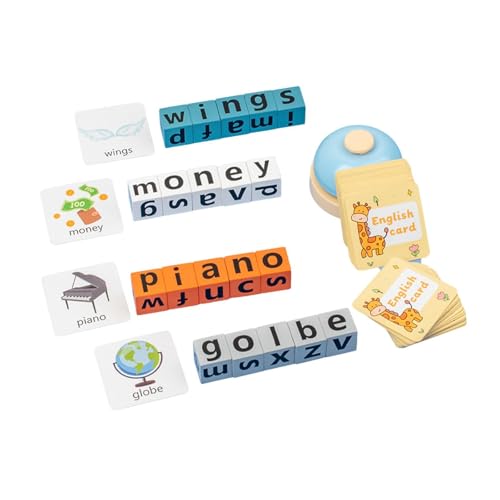 harayaa Holzklötze, Rechtschreibspiel, passendes Buchstabenspiel, Alphabet-Rätsel, Blöcke für Kinder, mit Glocke harayaa Holzklötze, Rechtschreibspiel, passendes Buchstabenspiel, Alphabet-Rätsel, Blöcke für Kinder, mit Glocke von harayaa