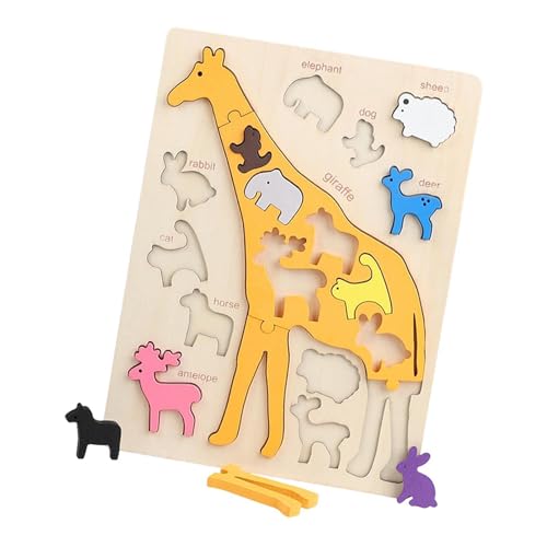 harayaa Holzpuzzles Vorschule Lernspielzeug Kognition Geschick Matching Game Kleinkinder Jungen Mädchen, Giraffe von harayaa