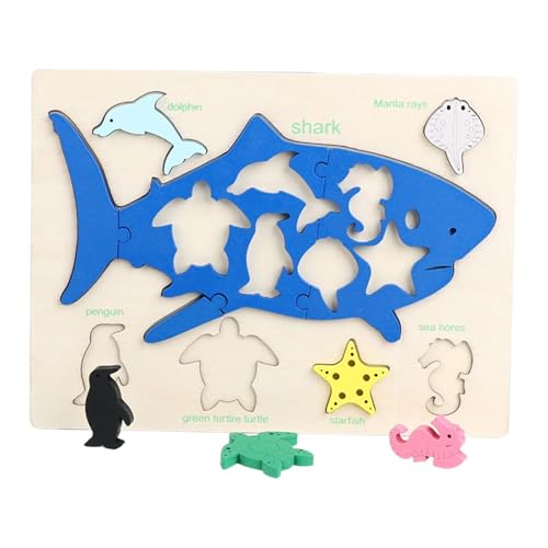 harayaa Holzpuzzles Vorschule Lernspielzeug Kognition Geschick Matching Game Kleinkinder Jungen Mädchen, Wal von harayaa