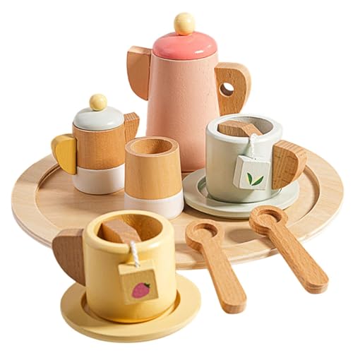 harayaa Holzspielspielzeug Set für Kinder, Teeparty Set, Spielzeug, Farblich Passendes Rollenspiel, Holz Make Up Sets, Babyspielzeug Set für Kinder, Nachmittagstee-Set harayaa Holzspielspielzeug Set für Kinder, Teeparty Set, Spielzeug, Farblich Passendes Rollenspiel, Holz Make Up Sets, Babyspielzeug Set für Kinder, Nachmittagstee-Set von harayaa
