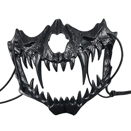 harayaa Horror-Schädel-Maske, japanische Halbmaske, gruselige Kostüm-Requisiten, Skelett-Maske, Halloween-Cosplay-Maske für Kostüm, Rollenspiel, Nachtclub, Schwarz, Stil a von harayaa