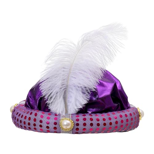 harayaa Indische Sultan-Turban-Hüte, Sultan-Hut, ausgefallener Hut, Kostüm-Zubehör, Dekorationen, Prinz-Hut, Kopfwickel für Abschlussball, Party, Cosplay, lila harayaa Indische Sultan-Turban-Hüte, Sultan-Hut, ausgefallener Hut, Kostüm-Zubehör, Dekorationen, Prinz-Hut, Kopfwickel für Abschlussball, Party, Cosplay, lila von harayaa
