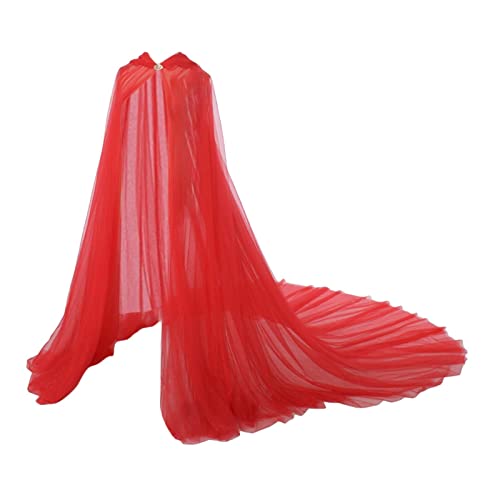 harayaa Kapuzen Tüll Umhang, Langer, Universeller, Waschbarer, Weicher Horror Vintage Mesh Umhang für Erwachsene, Frauen, Magier, Maskerade Partys, Rot harayaa Kapuzen Tüll Umhang, Langer, Universeller, Waschbarer, Weicher Horror Vintage Mesh Umhang für Erwachsene, Frauen, Magier, Maskerade Partys, Rot von harayaa