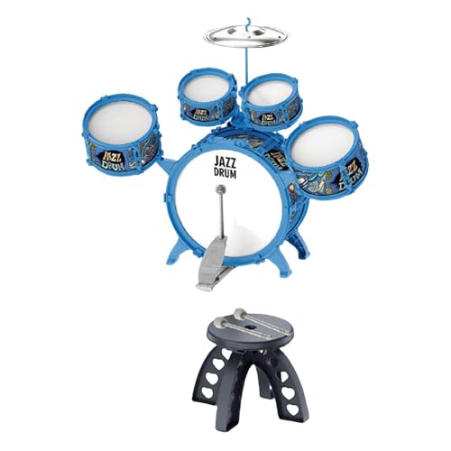 harayaa Kinder-Schlagzeug-Set mit Trommelstöcken, Entwicklungsspielzeug, Musik-Erleuchtung für den Kindertag, Blau harayaa Kinder-Schlagzeug-Set mit Trommelstöcken, Entwicklungsspielzeug, Musik-Erleuchtung für den Kindertag, Blau von harayaa