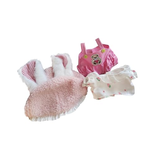 harayaa Kleidungsset für 20 cm Puppen, Stoffpuppenzubehör, Sammlerstück, Bequem Und Stilvoll, Geschenke für Puppensammler, 3 Stück Rosa von harayaa