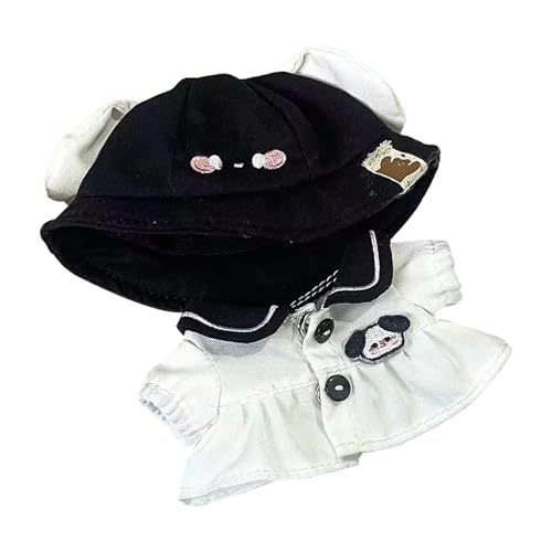 harayaa Kurzärmliges Kleid mit Hut für Plüschpuppen, Anziehspielzeug zum Selbermachen, Geburtstagsgeschenk für Kinder, Puppen zum Selbermachen für 17 cm große, Schwarz von harayaa
