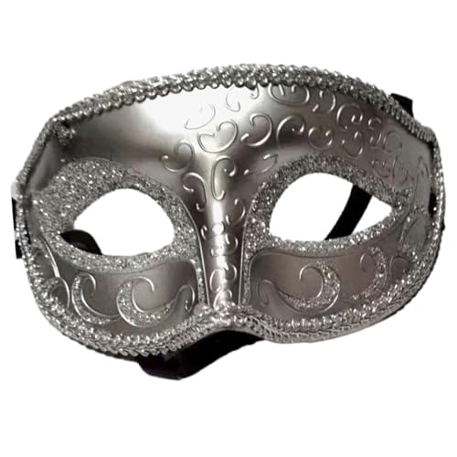 harayaa Maskerade-Maske, halbe Gesichtsmaske, Kostüm-Maske, Cosplay-Requisiten für Club-Halloween-Abend, Silber von harayaa