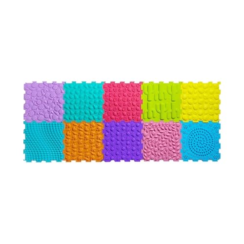 harayaa Massagesspielmatte Puzzle Play Mat Multifunktionelle Farbwahrnehmung Fußmatte Sensorische Matte für Innenjungen Mädchen Erwachsene, 10 Stück von harayaa