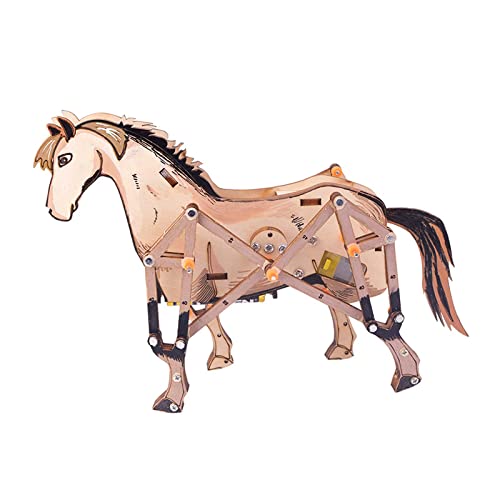 harayaa Mechanisches 3D Pferd, Pädagogisches Spielzeug, Woodcraft Pferd, Modell für Geschenkwissenschaftliche Lerninteraktion von harayaa