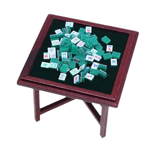 harayaa Miniatur Mahjong Tischset, Mahjong Zubehör, Kleine Möbelbausätze, 1/12, Mahjong Tischset von harayaa