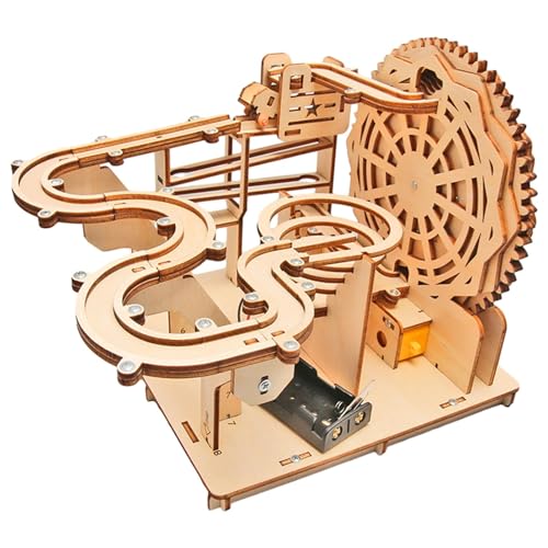 harayaa Murmelbahn, elektrisches 3D-Holzpuzzle, DIY-Achterbahn-Puzzle, Holzhandwerk für Heimdekoration von harayaa
