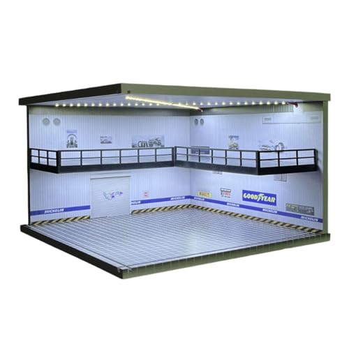 harayaa Parkplatz Diorama, Garage, Doppelstöckiges Ausstellungsauto, Miniatur LED Acrylbox, Szenenmodell, Licht, Geeignet für Sammlerzimmer Spiel, Style A von harayaa