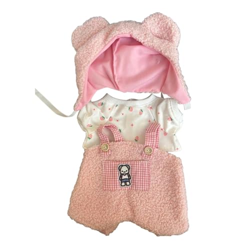 harayaa Plüsch-Puppenkleidung für 38 cm, süß, modisch, Foto-Requisiten, Plüsch-Puppenzubehör, Puppen-Outfits, Puppenhemd-Overall mit Mütze von harayaa