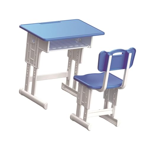 harayaa Puppenhaus-Miniatur-Schreibtisch- und Stuhl-Set, winziges Möbelmodell, Mini-Tisch und Stuhl, Blau von harayaa
