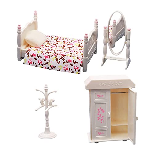 harayaa Puppenhaus Schlafzimmermöbel im Maßstab 1:12, Schreibtisch und Stuhl Set, Grau, Schlafzimmer D von harayaa